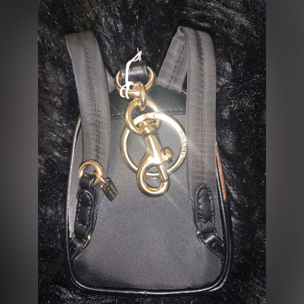 Coach Black and Brown Floral Charm Mini Backpack - Picture 8 of 8